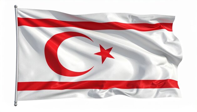 Northern Cyprus flag waving proudly, a symbol of national pride and identity, ideal for patriotic themes, political events, and travel resources
