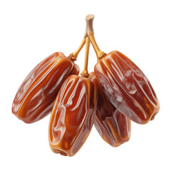 Ripe Glossy Dates on Stem with Light Brown Streaks  Elongated Fruits Showcasing Freshness, Sweetness, and Natural Texture