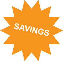 Vibrant orange burst with savings message for promotional marketing campaigns
