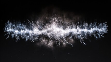 Electrified ice crystals frozen mid-fracture, capturing lightning formation in a slow-motion light explosion.
