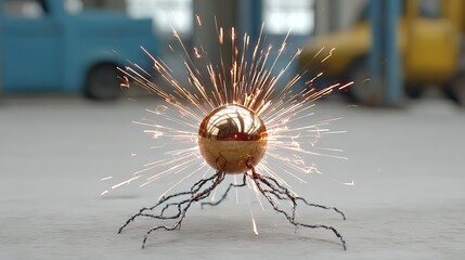 Electrified ice crystals frozen mid-fracture, capturing lightning formation in a slow-motion light explosion.
