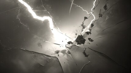 Electrified ice crystals frozen mid-fracture, capturing lightning formation in a slow-motion light explosion.
