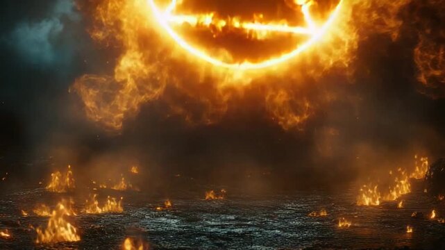 Fiery Symbol Emerges - A Dramatic Display of Burning Energy.