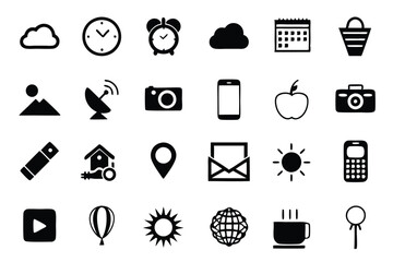 Collection of black and white icons