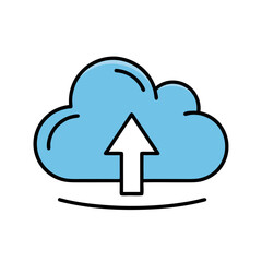 Simple Blue Cloud Upload Icon Representing Data Transfer and Online Storage Service