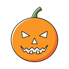 Minimalist Vector Illustration of Halloween Pumpkin Face with Angry Expression