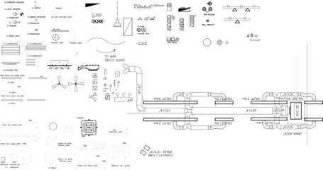 Drawing 2D Electrical Symbols for Air Conditioner System with Components for 2D Drawing