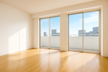 Obraz premium Bright Spacious Room with Two Large Windows