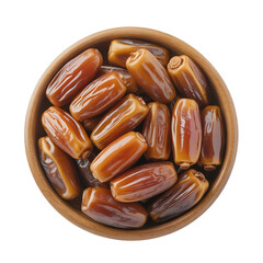 Glossy Brown Dates in Wooden Bowl – Fresh, Plump, Natural Snack Rich in Fiber and Sweetness for Healthy Eating and Cultural Cuisine