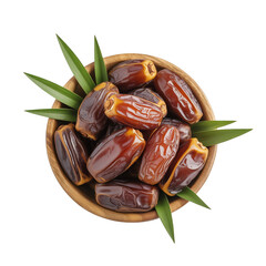 Premium Stuffed Dates in Wooden Bowl with Nuts and Green Leaves  Fresh, Glossy, Healthy Snack for Ramadan and Festive Occasions