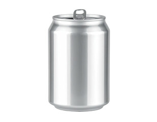 Shiny, metallic beverage container with pull-tab on a solid black background