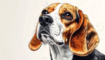 Detailed portrait of a Beagle