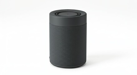 Modern Cylindrical Speaker Device on a White Background.