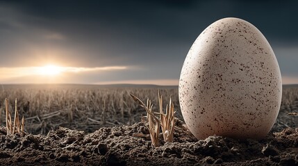 Earth as Egg in Lush Green Sunlight Blue Yellow Glow Eco Hope