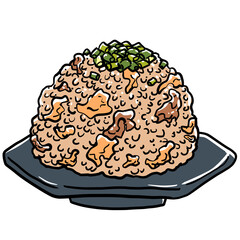 Simple and realistic fried rice illustration
