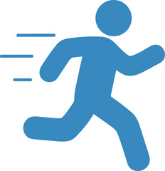 Simple Flat Style Run Icon Man Silhouette with Speed Lines