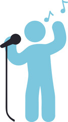 Simple Geometric Singer Icon Illustration with Microphone and Music Notes