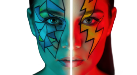 Creative face paint art isolated on transparent background