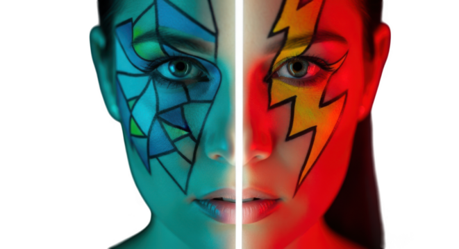 Creative face paint art isolated on transparent background