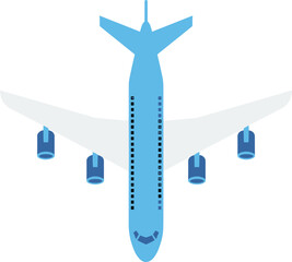 Flat Style Detailed Airplane Top View Transport Aircraft Illustration