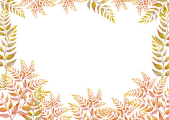 Yellow autumn leaves frame seasonal background illustration