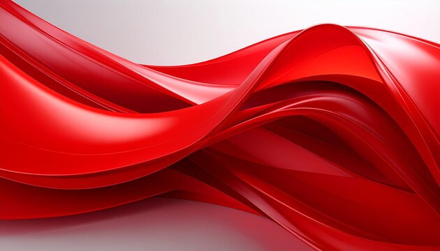 Vibrant Red Abstract Waves Background with Smooth Glossy Flowing Shapes