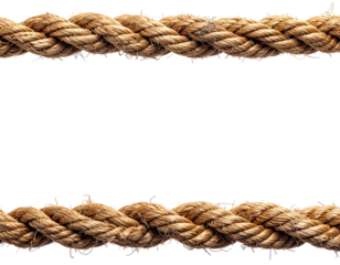 Coarse, twisted rope, brown, forming upper and lower borders against black