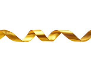 Golden, wavy ribbon against a black background, with highlights