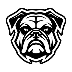 A glyph style icon showing a bulldog logo