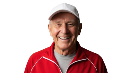 Smiling senior man isolated on transparent background