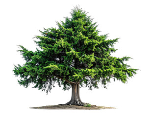 Isolated evergreen tree with lush green foliage on a transparent background
