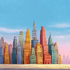 Colorful Pixelated Cityscape With Snow