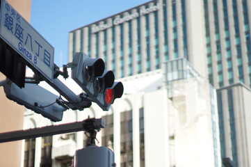 都市風景と信号機