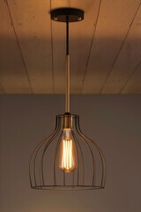 Stylish lighting solution with a geometric wire pendant lamp adding a touch of modernity to interior design