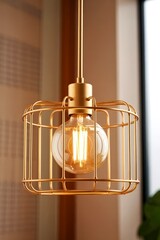Stylish lighting solution with a geometric wire pendant lamp adding a touch of modernity to interior design
