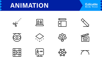 Animation Line Icon Collection Featuring Minimalist Vector Icons, Professional Unique Design Pack with Creative Motion, Frame-by-Frame and Dynamic Symbols