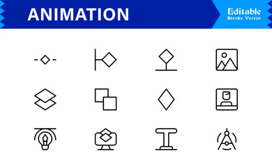 Animation Line Icon Collection Featuring Minimalist Vector Icons, Professional Unique Design Pack with Creative Motion, Frame-by-Frame and Dynamic Symbols