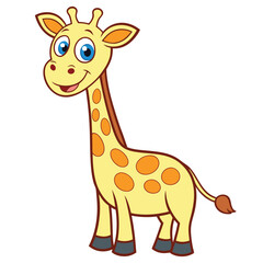 Adorable Cartoon Giraffe Character Standing Tall A Delightful and Playful Illustration for Children's Content and Animal Lovers