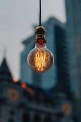 Pixelated Vintage Lightbulb In Urban Setting