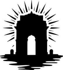 Fototapeta premium silhouette of a mosque design, church, architecture, tower, bell, building, religion, sky, monument, cross, ancient, belfry, old, europe, city, travel, cathedral, religious, landmark, stone, historic,