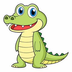 Delightful Cartoon Crocodile Character Standing Upright with a Friendly Smile and Playful Expression for Children's Illustration