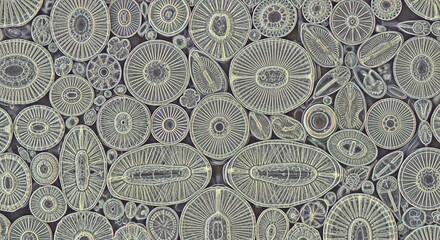 Diatom Algae Microscopic View For Science Background