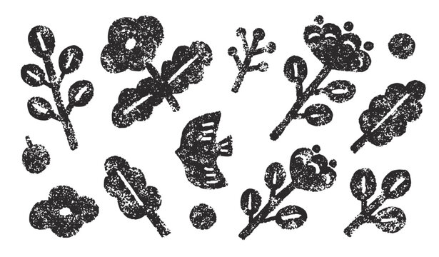 クレヨン風タッチの北欧風モチーフ