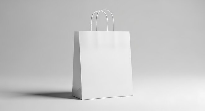 Blank White Paper Shopping Bag.