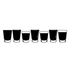 Row of Black Shot Glasses in Minimalist Line Arrangement for Party, Drinks Menu, or Nightlife Celebration Graphic Design