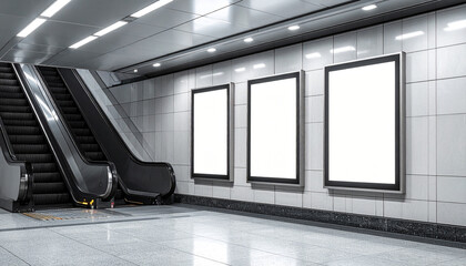 Blank Subway Billboard Mockup. Underground Advertising Space