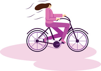Woman Riding Bicycle in Motion