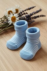 children's textile cotton soft socks light blue striped, warm woolen for kids