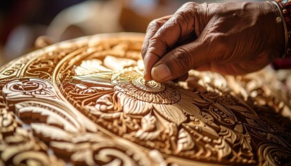 Close-Up of Traditional Craftsmanship and Hands Working