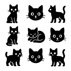 Obraz premium Various black cat icon illustrations